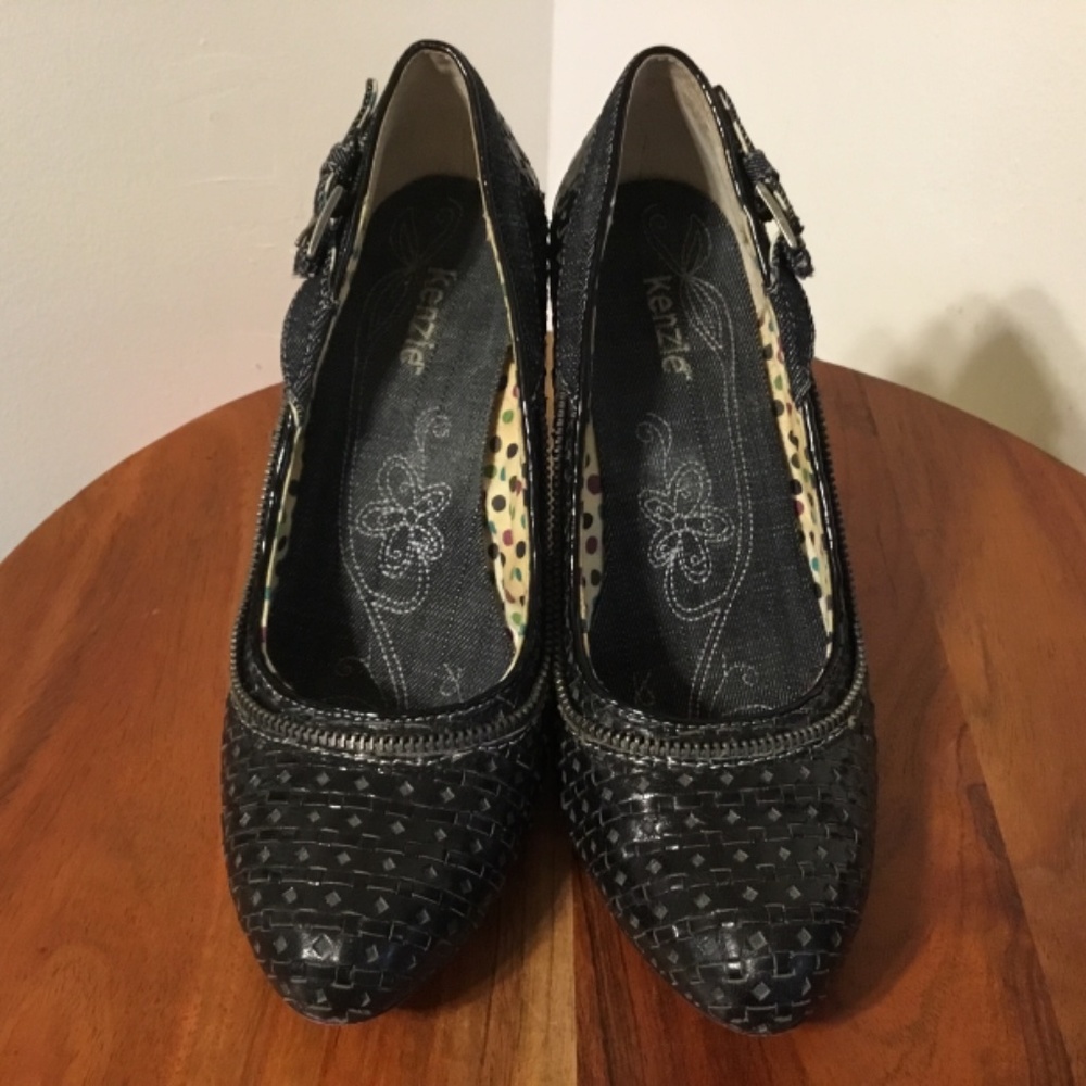 Vintage Kenzie Black Floral Wedge Size 8.5 - Picture 3 of 11